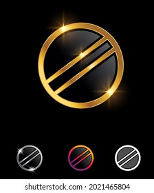 A Vector Illustration set of Golden tablet medicine vector sign