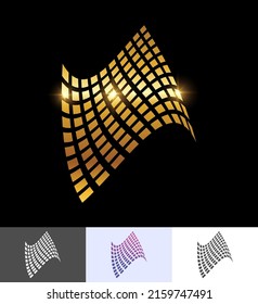 A vector illustration set of Golden Tiled Abstract perspective geometric shape design
