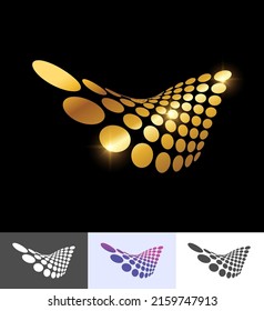 Un conjunto de ilustraciones vectoriales de diseño de forma geométrica de la perspectiva del Resumen de Balas Doradas