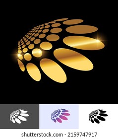 A vector illustration set of Golden Tiled Abstract perspective geometric shape design