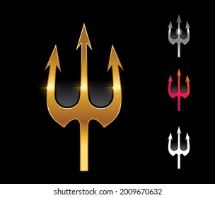 A vector illustration set of Golden Trident Vector Sign