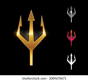 Ein Vektorgrafik-Set mit Golden Trident Vector Sign