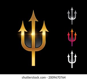 A vector illustration set of Golden Trident Vector Sign