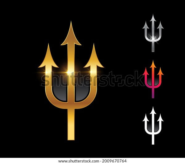 Vector Illustration Set Golden Trident Vector Stock Vector (Royalty ...