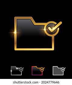 A vector illustration set of Golden Verified Folder Sign