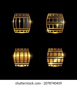 A Vector Illustration set of Golden Wooden Barrel Icon 