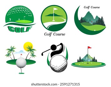 Vector illustration of a set of golf sport logos.