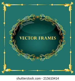 Vector illustration of a set of gorgeous golden ornamental frames with glass effect, EPS10