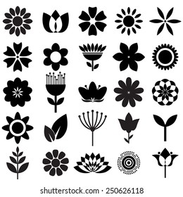 Vector illustration of a set of graphic design elements - flowers, isolated on white