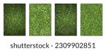 Vector illustration set grass. Top view. Several types of green lawn. View from above. Grass, small white and yellow flowers. Background grass.
