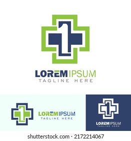 Ein Vektorgrafik-Set mit Green Cross und Number One Logo, Logo in bewegter Linie