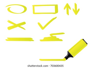 Vector illustration of a set with green highlight marker