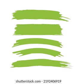 A vector Illustration set of green strokes of the paint brush isolated on white