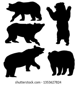 ilustración vectorial del conjunto de osos pardos y pardos.