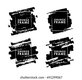 Vector illustration: Set of grunge brush strokes frames on white background