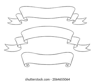 Conjunto de ilustraciones vectoriales de banderas de la cinta de arte de línea gruesa aisladas en fondo blanco.