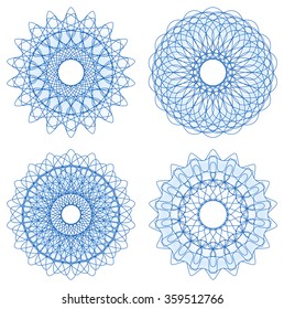 vector illustration of a set of guilloche rosettes