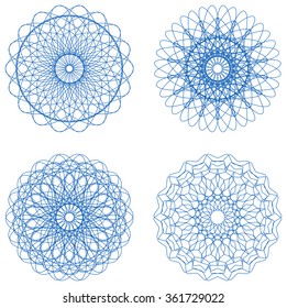 vector illustration of a set of guilloche rosettes