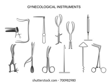 vector illustration of set of gynecologic and obstetric instruments
