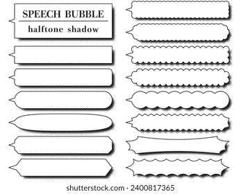 Ilustración vectorial del conjunto de sombras de semitono horizontalmente largas burbujas de voz