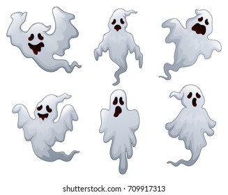 Vector illustration of Set of halloween ghosts