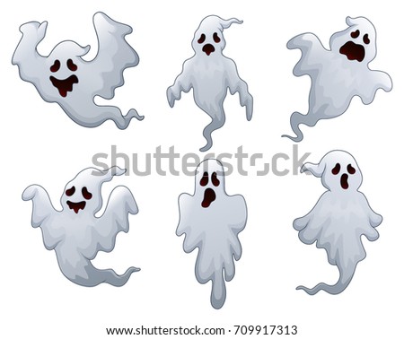 Vector illustration of Set of halloween ghosts