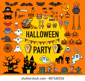 Vector illustration - Set of vector Halloween party elements
