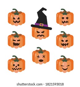 Vector illustration of set of Halloween pumpkins