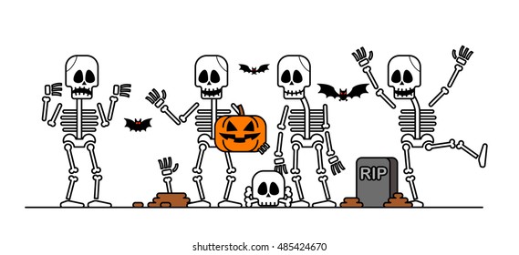 Vector illustration - Set of Halloween skeleton character.