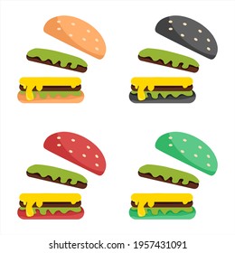 Vector illustration set of a hamburger showing the inside, themed on businesses and restaurants, perfect for advertising food products.