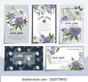 Vector illustration set of hand drawn cards for wedding, anniversary, birthday and party. Design for banner, poster, card, invitation, brochure and scrapbook
