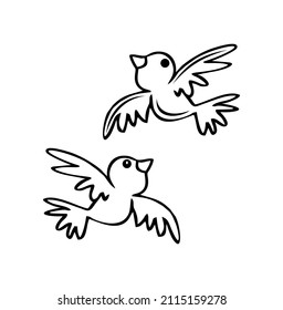 A vector illustration set of Hand Drawn Flying Bird Outline Illustration
