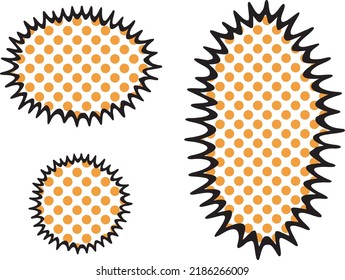 Ilustración vectorial conjunto de globos de habla cómica dibujados a mano sobre fondo punteado