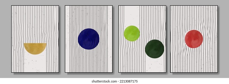 Vector illustration. Set of hand drawn watercolor contemporary artistic posters. Wall design.  
