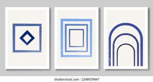 Vector illustration. Set of hand drawn watercolor or gouache artistic posters. Wall design. Design for poster, banner. 