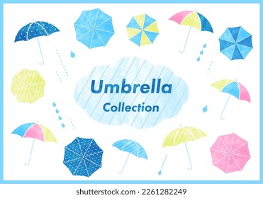 Vector illustration set of hand drawn umbrellas.