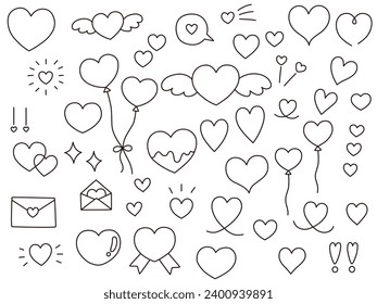 Ilustración vectorial conjunto de corazones dibujados a mano