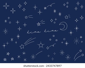 Vector illustration set of hand drawn simple stars and twinkle line drawing icons