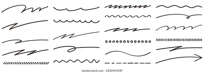 Vector illustration set of hand drawn line art frames. Handwriting, lines, doodles