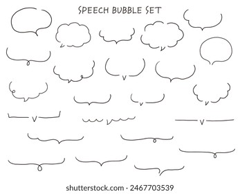 Vector illustration set of hand drawn speech bubbles and icons. Frame, doodle, handwriting, freehand