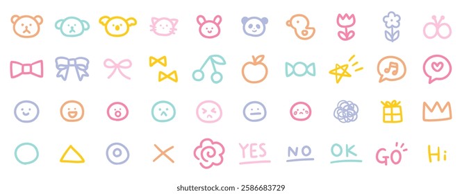 Vector illustration set of hand drawn ornamental illustrations. Animals, ribbons, flowers, crowns