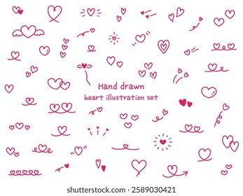 Vector illustration set of hand drawn hearts. Icon, hand-drawn, doodle, Valentine