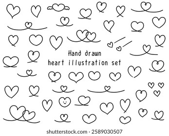 Vector illustration set of hand drawn hearts. Icon, hand-drawn, doodle, Valentine