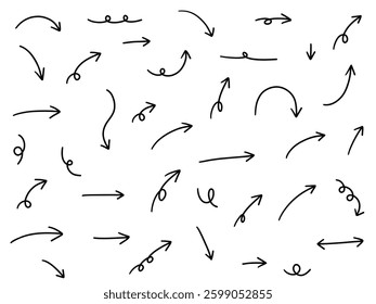 Vector illustration set of hand drawn arrow icons. Direction, hand drawn, simple, arrow