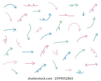 Vector illustration set of hand drawn arrow icons. Direction, hand drawn, simple, arrow