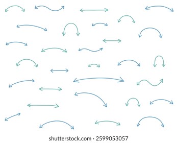 Vector illustration set of hand drawn arrow icons. Direction, hand drawn, simple, arrow