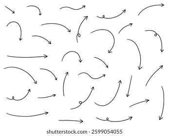 Vector illustration set of hand drawn arrow icons. Direction, hand drawn, simple, arrow