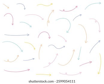Vector illustration set of hand drawn arrow icons. Direction, hand drawn, simple, arrow