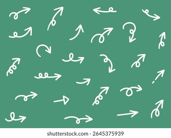 Ilustração vetorial de ícones de seta solta desenhados à mão. Rabiscar, puxado à mão, simples