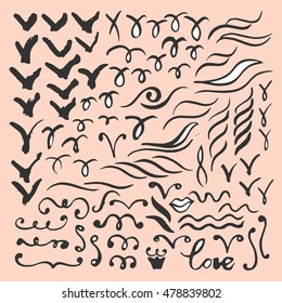 Vector illustration set with hand drawn element for your web page design and other.